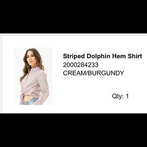 Forever 21 red striped hem button down shirt